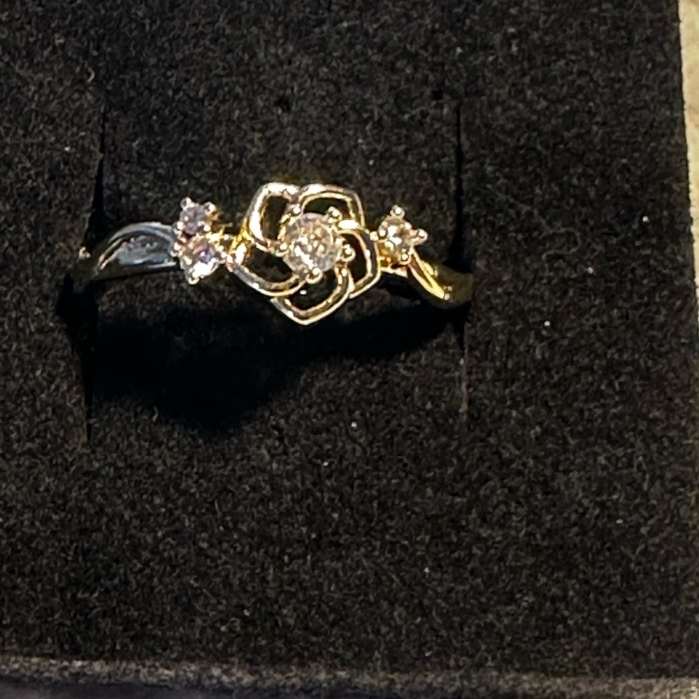 Cubic Zirconia gold filled Floral Ring